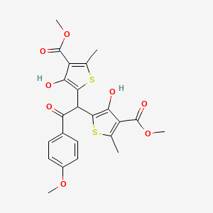 molecular formula C23H22O8S2 B4333221 dimethyl 5,5'-[2-(4-methoxyphenyl)-2-oxoethane-1,1-diyl]bis(4-hydroxy-2-methylthiophene-3-carboxylate) 