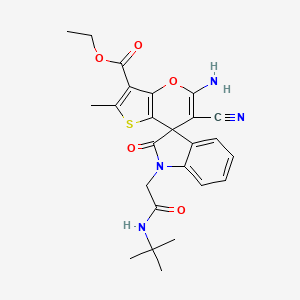 ethyl 5'-amino-1-[2-(tert-butylamino)-2-oxoethyl]-6'-cyano-2'-methyl-2-oxo-1,2-dihydrospiro[indole-3,7'-thieno[3,2-b]pyran]-3'-carboxylate