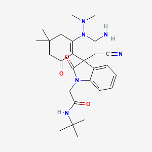 molecular formula C27H34N6O3 B4333244 2-[2'-amino-3'-cyano-1'-(dimethylamino)-7',7'-dimethyl-2,5'-dioxo-5',6',7',8'-tetrahydro-1'H-spiro[indole-3,4'-quinolin]-1(2H)-yl]-N-(tert-butyl)acetamide 