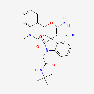 molecular formula C27H25N5O4 B4333245 2-(2'-amino-3'-cyano-6'-methyl-2,5'-dioxo-5',6'-dihydrospiro[indole-3,4'-pyrano[3,2-c]quinolin]-1(2H)-yl)-N-(tert-butyl)acetamide 