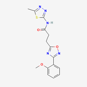 molecular formula C15H15N5O3S B4333287 3-[3-(2-methoxyphenyl)-1,2,4-oxadiazol-5-yl]-N-(5-methyl-1,3,4-thiadiazol-2-yl)propanamide 