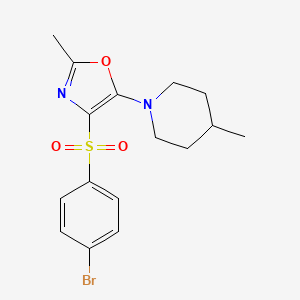 molecular formula C16H19BrN2O3S B4333330 1-{4-[(4-bromophenyl)sulfonyl]-2-methyl-1,3-oxazol-5-yl}-4-methylpiperidine 