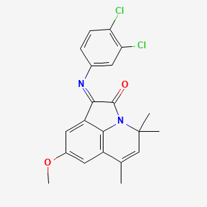 molecular formula C21H18Cl2N2O2 B4333339 1-[(3,4-dichlorophenyl)imino]-8-methoxy-4,4,6-trimethyl-4H-pyrrolo[3,2,1-ij]quinolin-2(1H)-one 