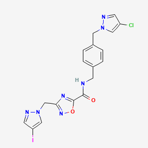 N-{4-[(4-chloro-1H-pyrazol-1-yl)methyl]benzyl}-3-[(4-iodo-1H-pyrazol-1-yl)methyl]-1,2,4-oxadiazole-5-carboxamide