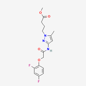 molecular formula C17H19F2N3O4 B4333361 methyl 4-(3-{[(2,4-difluorophenoxy)acetyl]amino}-5-methyl-1H-pyrazol-1-yl)butanoate 