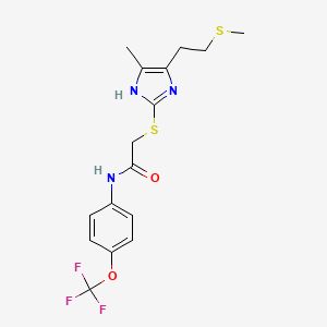 molecular formula C16H18F3N3O2S2 B4333385 2-({4-methyl-5-[2-(methylsulfanyl)ethyl]-1H-imidazol-2-yl}sulfanyl)-N-[4-(trifluoromethoxy)phenyl]acetamide 