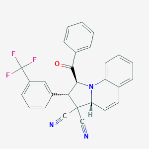 molecular formula C28H18F3N3O B433340 1-benzoyl-2-[3-(trifluoromethyl)phenyl]-1,2-dihydropyrrolo[1,2-a]quinoline-3,3(3aH)-dicarbonitrile CAS No. 303012-22-8