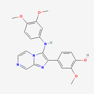 molecular formula C21H20N4O4 B4333431 4-{3-[(3,4-dimethoxyphenyl)amino]imidazo[1,2-a]pyrazin-2-yl}-2-methoxyphenol 