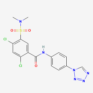 molecular formula C16H14Cl2N6O3S B4333442 2,4-dichloro-5-[(dimethylamino)sulfonyl]-N-[4-(1H-tetrazol-1-yl)phenyl]benzamide 