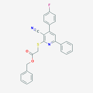 molecular formula C27H19FN2O2S B433345 Benzyl {[3-cyano-4-(4-fluorophenyl)-6-phenylpyridin-2-yl]sulfanyl}acetate CAS No. 336181-12-5