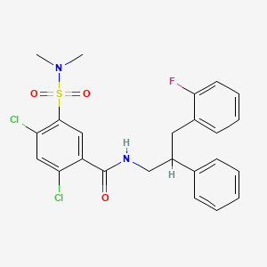 molecular formula C24H23Cl2FN2O3S B4333457 2,4-dichloro-5-(dimethylsulfamoyl)-N-[3-(2-fluorophenyl)-2-phenylpropyl]benzamide 