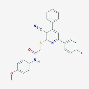 2-{[3-cyano-6-(4-fluorophenyl)-4-phenyl-2-pyridinyl]sulfanyl}-N-(4-methoxyphenyl)acetamide