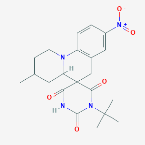 molecular formula C21H26N4O5 B4333588 1'-tert-butyl-3-methyl-8-nitro-2,3,4,4a-tetrahydro-1H,2'H,6H-spiro[pyrido[1,2-a]quinoline-5,5'-pyrimidine]-2',4',6'(1'H,3'H)-trione 