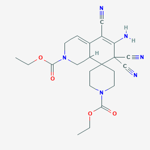 molecular formula C22H26N6O4 B433359 diethyl 6-amino-5,7,7-tricyanospiro[3,8a-dihydro-1H-isoquinoline-8,4'-piperidine]-1',2-dicarboxylate CAS No. 353462-57-4