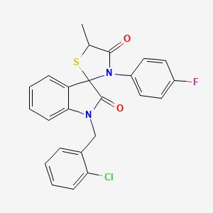 molecular formula C24H18ClFN2O2S B4333590 1-[(2-CHLOROPHENYL)METHYL]-3'-(4-FLUOROPHENYL)-5'-METHYL-1,2-DIHYDROSPIRO[INDOLE-3,2'-[1,3]THIAZOLIDINE]-2,4'-DIONE 