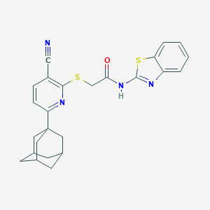 molecular formula C25H24N4OS2 B433360 2-[6-(1-金刚烷基)-3-氰基吡啶-2-基]硫代基-N-(1,3-苯并噻唑-2-基)乙酰胺 CAS No. 313379-93-0