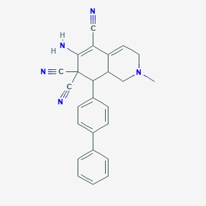 molecular formula C25H21N5 B433361 6-amino-8-[1,1'-biphenyl]-4-yl-2-methyl-2,3,8,8a-tetrahydro-5,7,7(1H)-isoquinolinetricarbonitrile CAS No. 302795-36-4