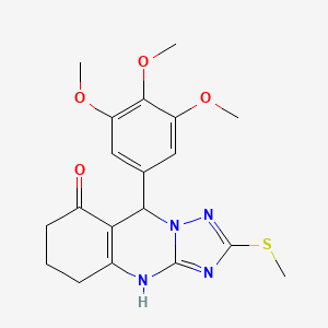 molecular formula C19H22N4O4S B4333642 2-(methylsulfanyl)-9-(3,4,5-trimethoxyphenyl)-5,6,7,9-tetrahydro[1,2,4]triazolo[5,1-b]quinazolin-8(4H)-one 