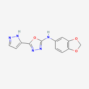 N-1,3-benzodioxol-5-yl-5-(1H-pyrazol-5-yl)-1,3,4-oxadiazol-2-amine