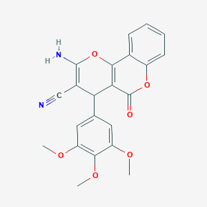 molecular formula C22H18N2O6 B433367 2-氨基-5-氧代-4-(3,4,5-三甲氧苯基)-4H,5H-吡喃并[3,2-c]色烯-3-腈 CAS No. 293329-72-3