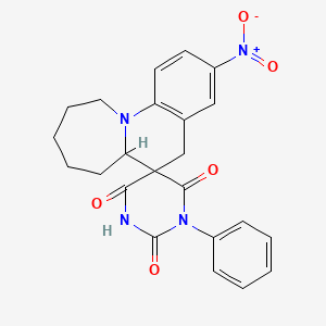 molecular formula C23H22N4O5 B4333682 3-nitro-1'-phenyl-6a,7,8,9,10,11-hexahydro-2'H,5H-spiro[azepino[1,2-a]quinoline-6,5'-pyrimidine]-2',4',6'(1'H,3'H)-trione 