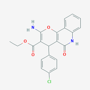 molecular formula C21H17ClN2O4 B4333735 ethyl 2-amino-4-(4-chlorophenyl)-5-oxo-5,6-dihydro-4H-pyrano[3,2-c]quinoline-3-carboxylate 