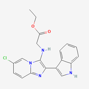 molecular formula C19H17ClN4O2 B4333738 ethyl N-[6-chloro-2-(1H-indol-3-yl)imidazo[1,2-a]pyridin-3-yl]glycinate 