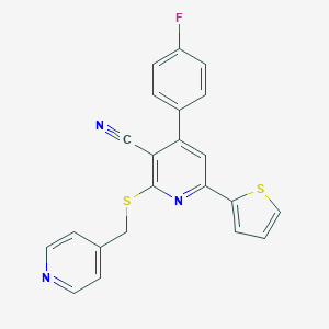 molecular formula C22H14FN3S2 B433374 4-(4-Fluorophenyl)-2-[(4-pyridinylmethyl)sulfanyl]-6-(2-thienyl)nicotinonitrile CAS No. 316361-28-1