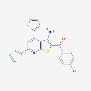 molecular formula C23H16N2O2S3 B433379 [3-Amino-4,6-di(2-thienyl)thieno[2,3-b]pyridin-2-yl](4-methoxyphenyl)methanone CAS No. 309926-40-7