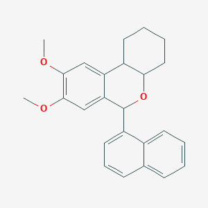 molecular formula C25H26O3 B4333792 8,9-dimethoxy-6-(1-naphthyl)-2,3,4,4a,6,10b-hexahydro-1H-benzo[c]chromene 