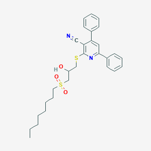 molecular formula C29H34N2O3S2 B433386 2-{[2-Hydroxy-3-(octylsulfonyl)propyl]sulfanyl}-4,6-diphenylnicotinonitrile CAS No. 370842-66-3