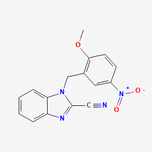 molecular formula C16H12N4O3 B4333865 1-(2-methoxy-5-nitrobenzyl)-1H-benzimidazole-2-carbonitrile 