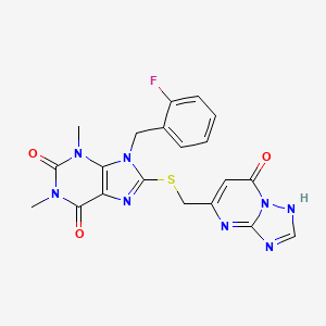 9-(2-fluorobenzyl)-1,3-dimethyl-8-{[(7-oxo-4,7-dihydro[1,2,4]triazolo[1,5-a]pyrimidin-5-yl)methyl]thio}-3,9-dihydro-1H-purine-2,6-dione