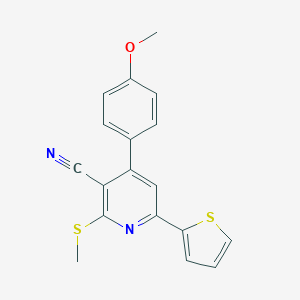 molecular formula C18H14N2OS2 B433389 4-(4-Methoxyphenyl)-2-(methylsulfanyl)-6-(2-thienyl)nicotinonitrile CAS No. 329720-96-9