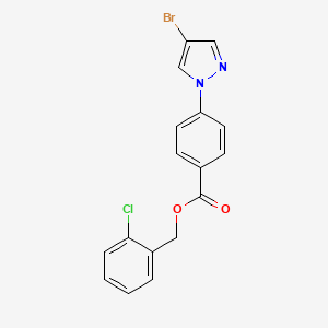 molecular formula C17H12BrClN2O2 B4333893 2-chlorobenzyl 4-(4-bromo-1H-pyrazol-1-yl)benzoate 