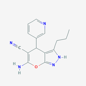 molecular formula C15H15N5O B433392 6-Amino-3-propyl-4-(3-pyridinyl)-1,4-dihydropyrano[2,3-c]pyrazole-5-carbonitrile CAS No. 300731-53-7