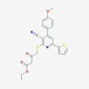 molecular formula C23H20N2O4S2 B433393 Ethyl 4-[3-cyano-4-(4-methoxyphenyl)-6-thiophen-2-ylpyridin-2-yl]sulfanyl-3-oxobutanoate CAS No. 290299-72-8