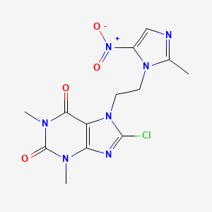 8-chloro-1,3-dimethyl-7-[2-(2-methyl-5-nitro-1H-imidazol-1-yl)ethyl]-3,7-dihydro-1H-purine-2,6-dione