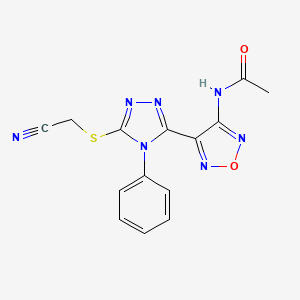 molecular formula C14H11N7O2S B4333945 N-(4-{5-[(cyanomethyl)thio]-4-phenyl-4H-1,2,4-triazol-3-yl}-1,2,5-oxadiazol-3-yl)acetamide 