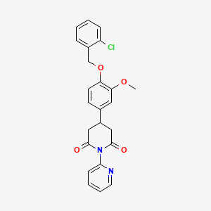 molecular formula C24H21ClN2O4 B4333972 4-{4-[(2-chlorobenzyl)oxy]-3-methoxyphenyl}-1-(2-pyridyl)dihydro-2,6(1H,3H)-pyridinedione 