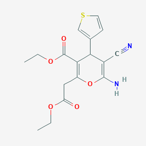 molecular formula C17H18N2O5S B433399 ethyl 6-amino-5-cyano-2-(2-ethoxy-2-oxoethyl)-4-(thiophen-3-yl)-4H-pyran-3-carboxylate CAS No. 313379-39-4