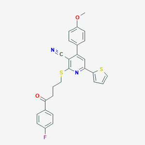 molecular formula C27H21FN2O2S2 B433402 2-{[4-(4-Fluorophenyl)-4-oxobutyl]sulfanyl}-4-(4-methoxyphenyl)-6-(2-thienyl)nicotinonitrile CAS No. 340816-77-5