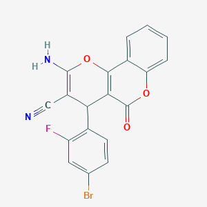 molecular formula C19H10BrFN2O3 B433403 2-amino-4-(4-bromo-2-fluorophenyl)-5-oxo-4H,5H-pyrano[3,2-c]chromene-3-carbonitrile CAS No. 353463-76-0