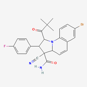 molecular formula C25H23BrFN3O2 B4334036 7-bromo-3-cyano-1-(2,2-dimethylpropanoyl)-2-(4-fluorophenyl)-1,2,3,3a-tetrahydropyrrolo[1,2-a]quinoline-3-carboxamide 