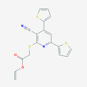 molecular formula C18H12N2O2S3 B433407 Vinyl 2-(3-cyano-4,6-di(2-thienyl)-2-pyridylthio)acetate CAS No. 313380-20-0
