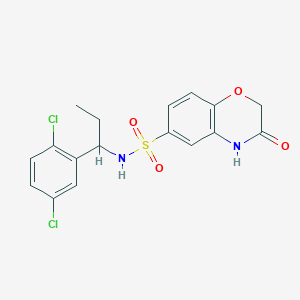 molecular formula C17H16Cl2N2O4S B4334136 N-[1-(2,5-dichlorophenyl)propyl]-3-oxo-3,4-dihydro-2H-1,4-benzoxazine-6-sulfonamide 