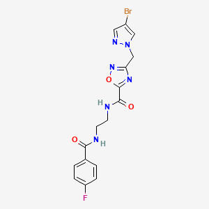 molecular formula C16H14BrFN6O3 B4334142 N-[2-({3-[(4-BROMO-1H-PYRAZOL-1-YL)METHYL]-1,2,4-OXADIAZOL-5-YL}FORMAMIDO)ETHYL]-4-FLUOROBENZAMIDE 