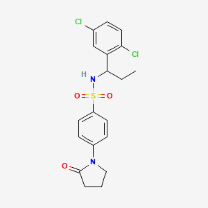 molecular formula C19H20Cl2N2O3S B4334160 N-[1-(2,5-dichlorophenyl)propyl]-4-(2-oxopyrrolidin-1-yl)benzenesulfonamide 