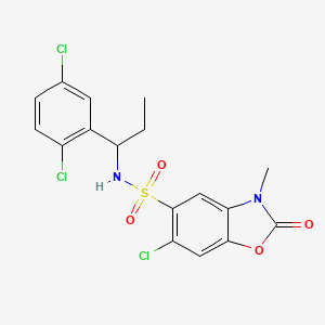 6-chloro-N-[1-(2,5-dichlorophenyl)propyl]-3-methyl-2-oxo-2,3-dihydro-1,3-benzoxazole-5-sulfonamide