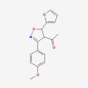 molecular formula C16H15NO4 B4334178 1-[5-(FURAN-2-YL)-3-(4-METHOXYPHENYL)-4,5-DIHYDRO-1,2-OXAZOL-4-YL]ETHAN-1-ONE 